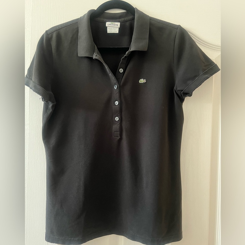 Women’s Lacoste Polo Shirt Black Lacoste Sizing 44 = L